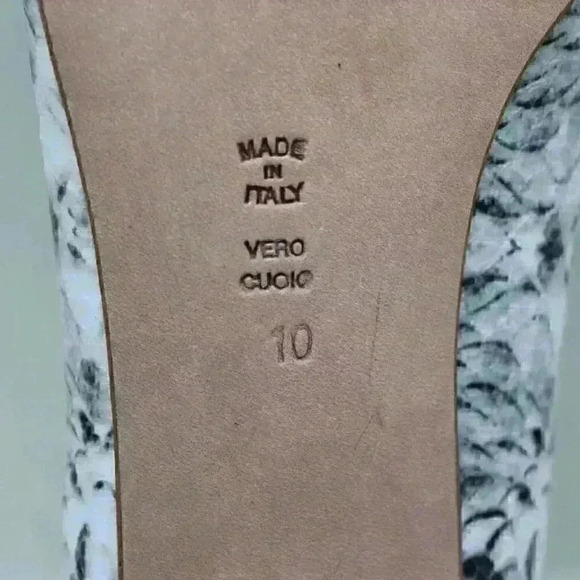 Butter Women Black & White Pearl Snake Stamp Pointed Toe Kitten Heel Shoes Sz 10 - Picture 10 of 10